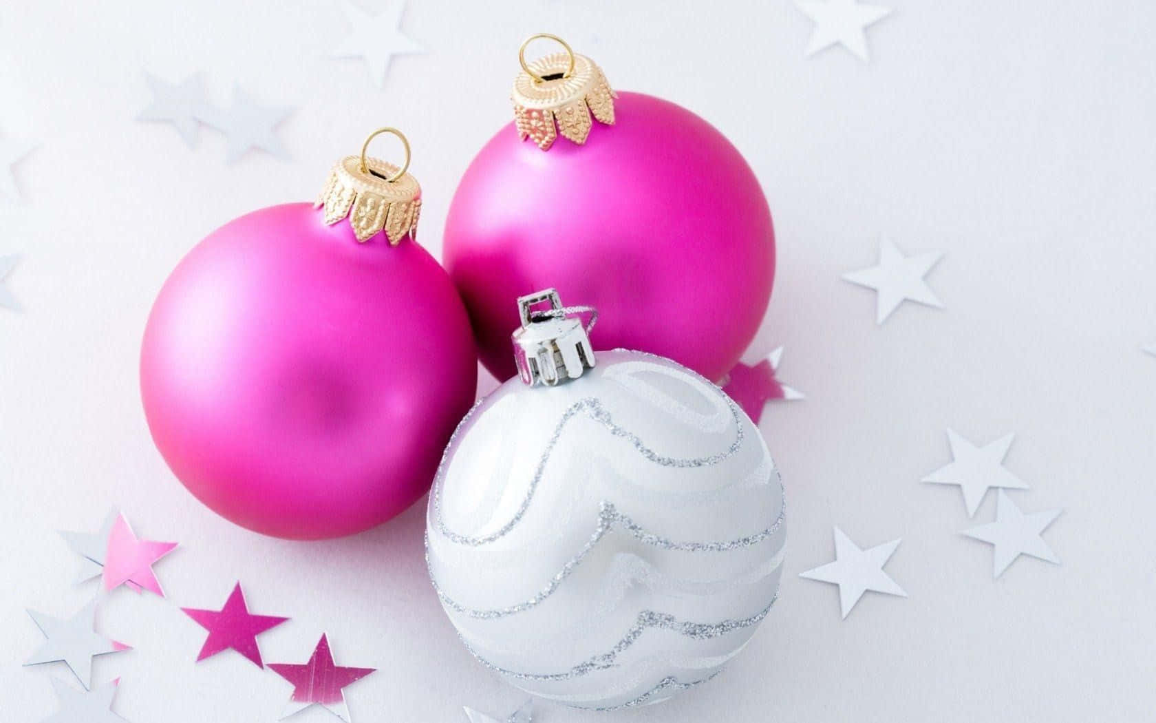 Pink Christmas Ball Decorations Wallpaper