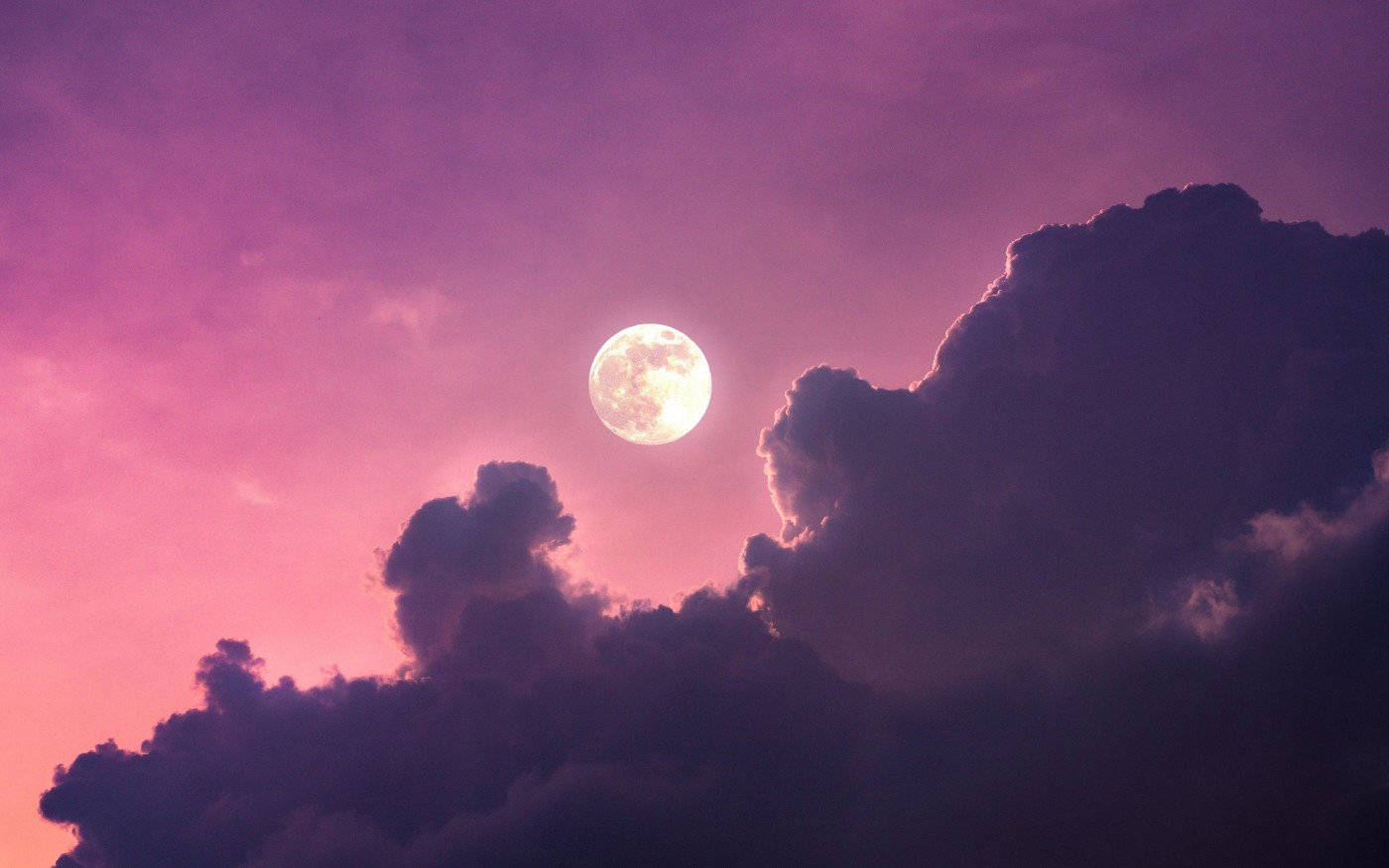 Pink Cloud Full Moon Wallpaper