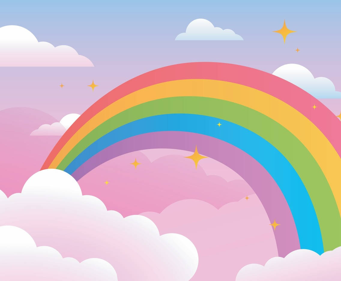 Pink Clouds Rainbow Background Wallpaper