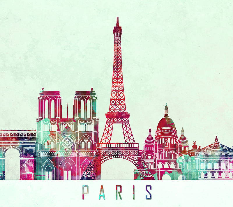 Pink Eiffel Tower Green Wallpaper