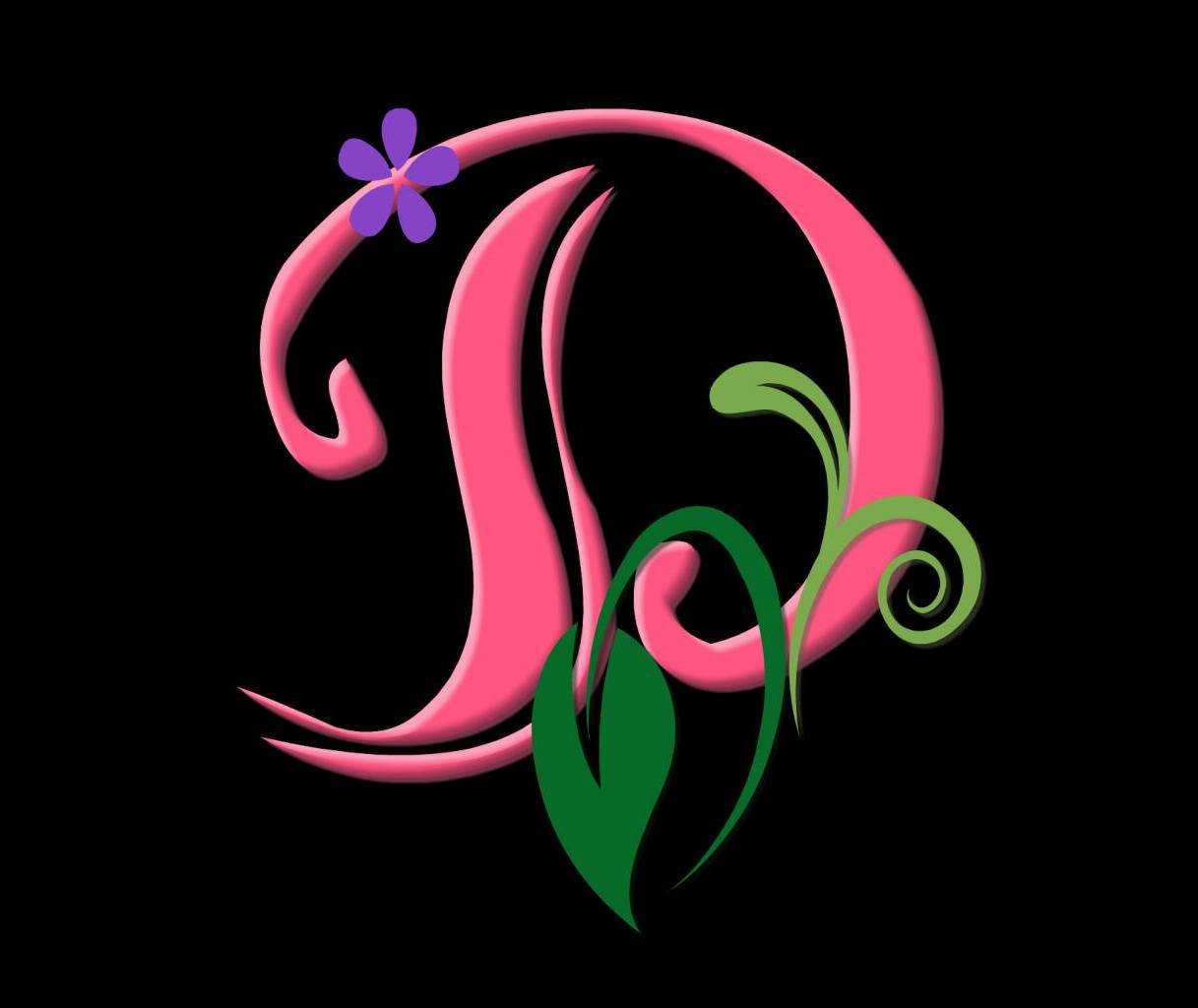 Pink Flowered Alphabet D Wallpaper