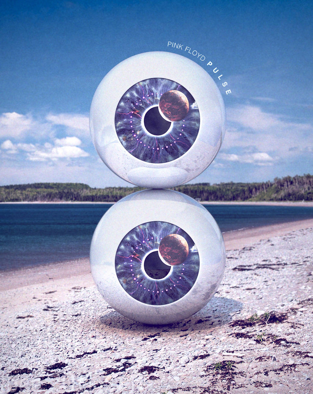 Pink Floyd 4k Pulse Two Eyes On Beach Wallpaper