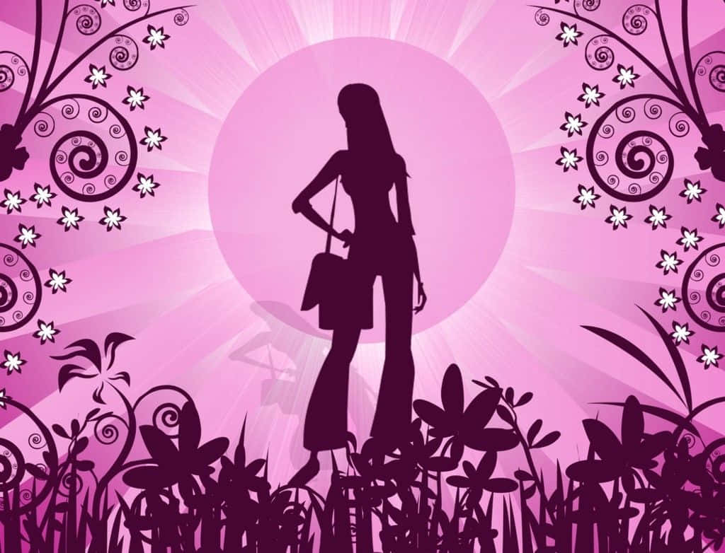 Pink Girly Silhouette Wallpaper