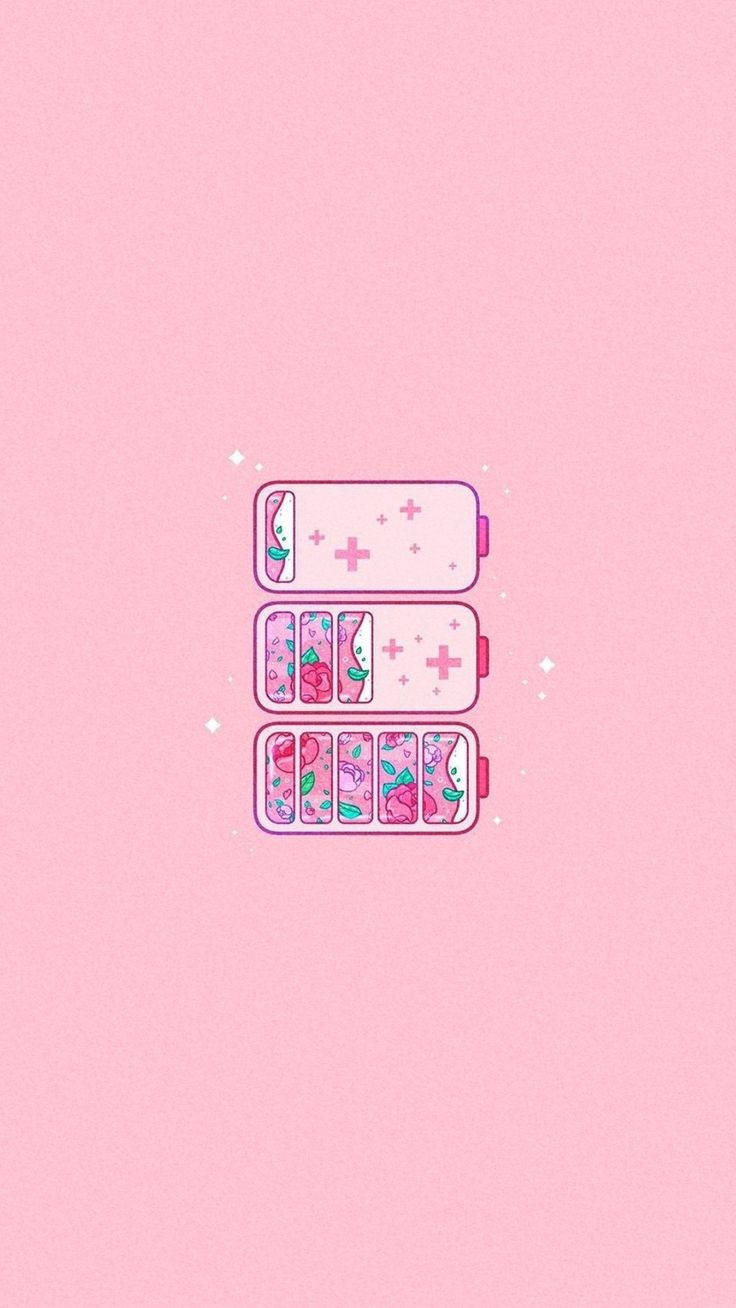 Pink Kawaii Batteries Wallpaper