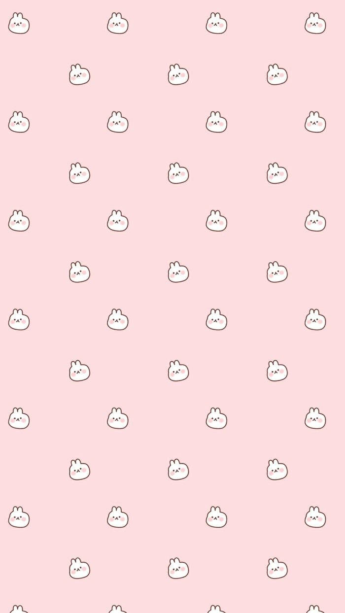 Pink Kawaii Bunny Seamless Pattern Wallpaper