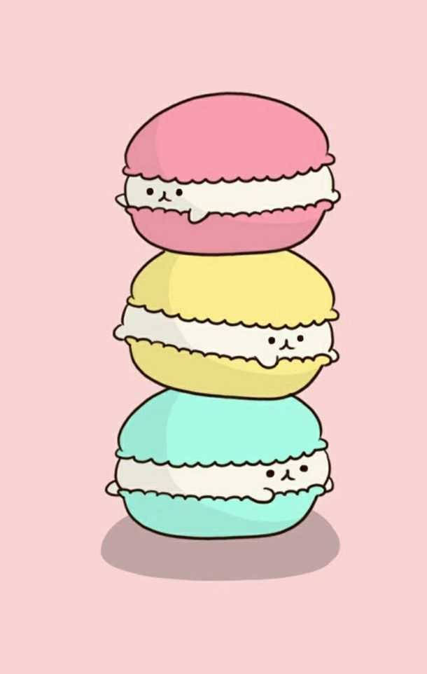 Pink Kawaii Molang Macarons Wallpaper