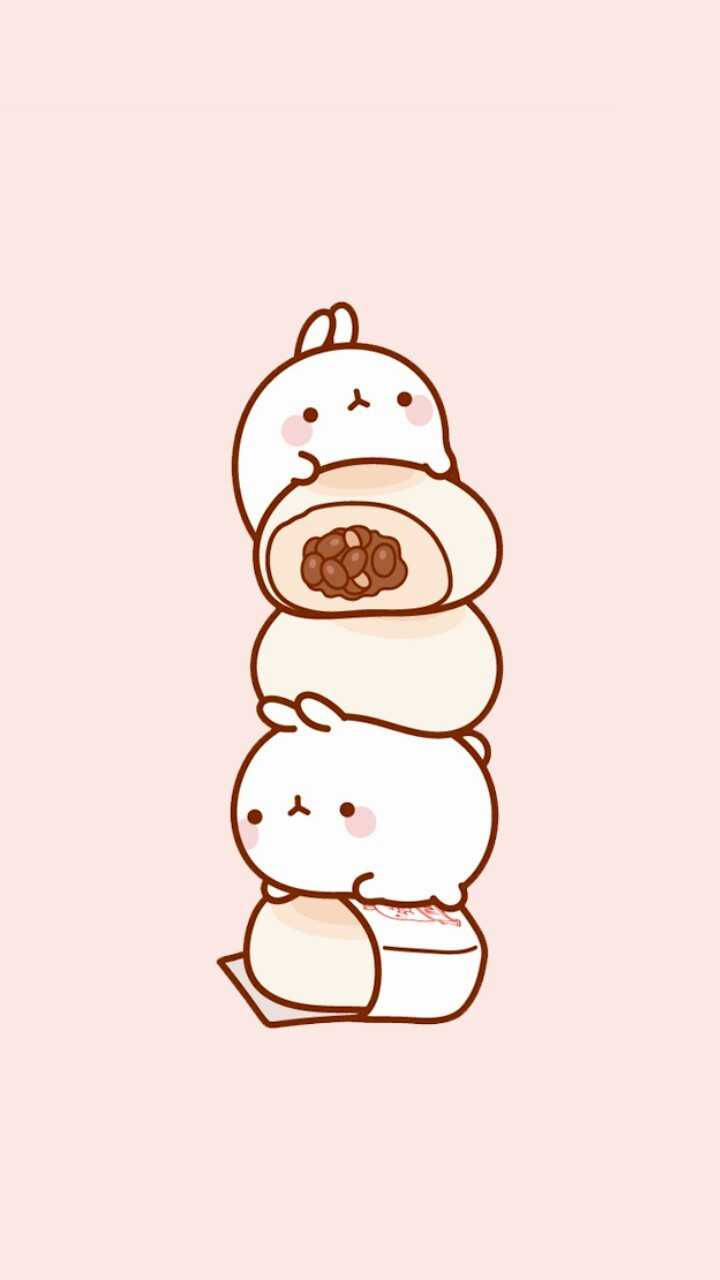 Pink Kawaii Molang Mochi Wallpaper