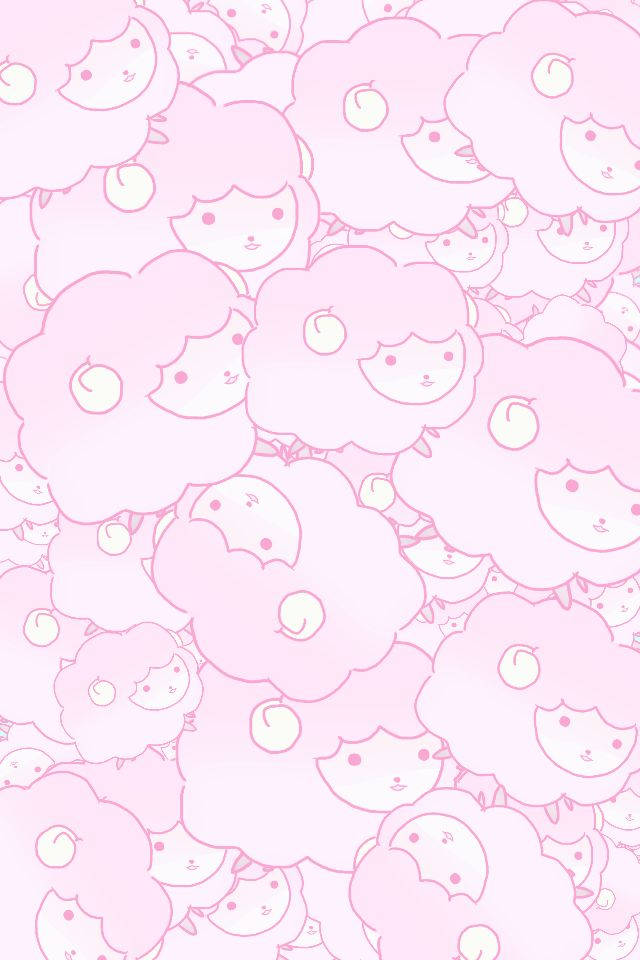 Pink Kawaii Sheep Seamless Pattern Wallpaper