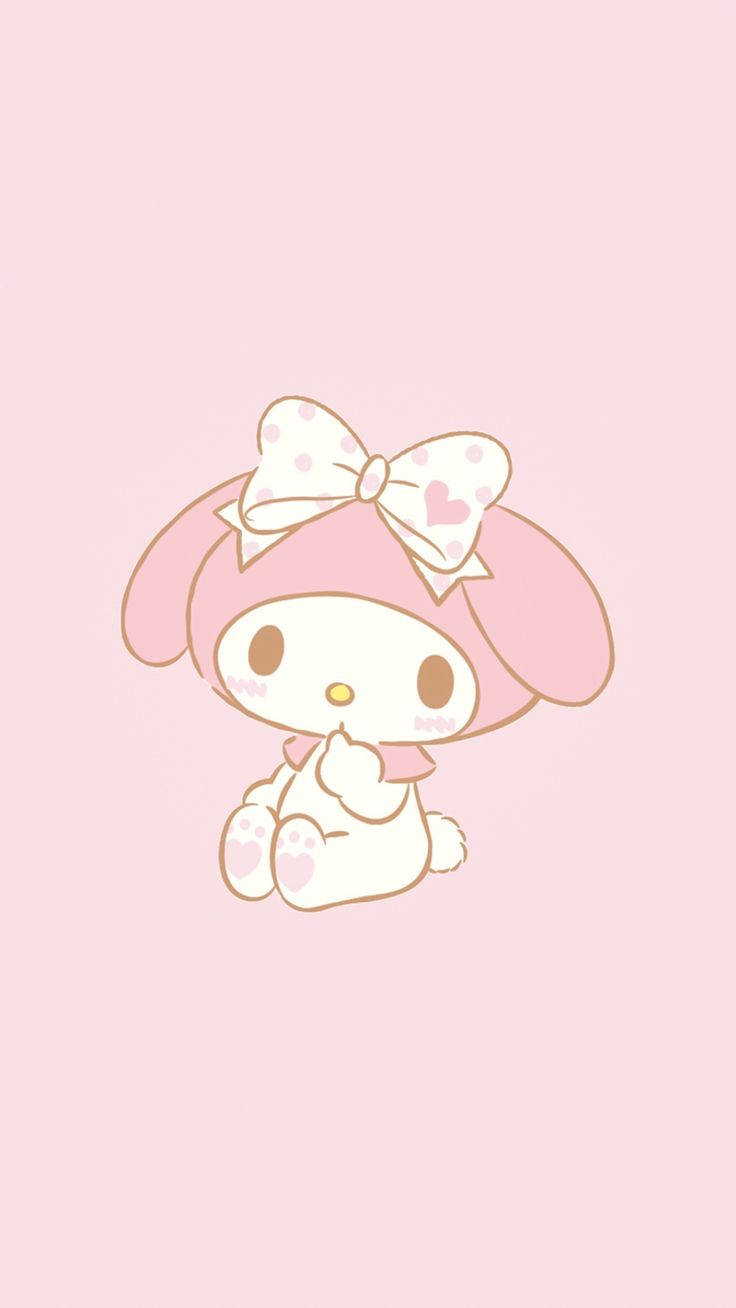 Pink Kawaii Sitting My Melody Wallpaper