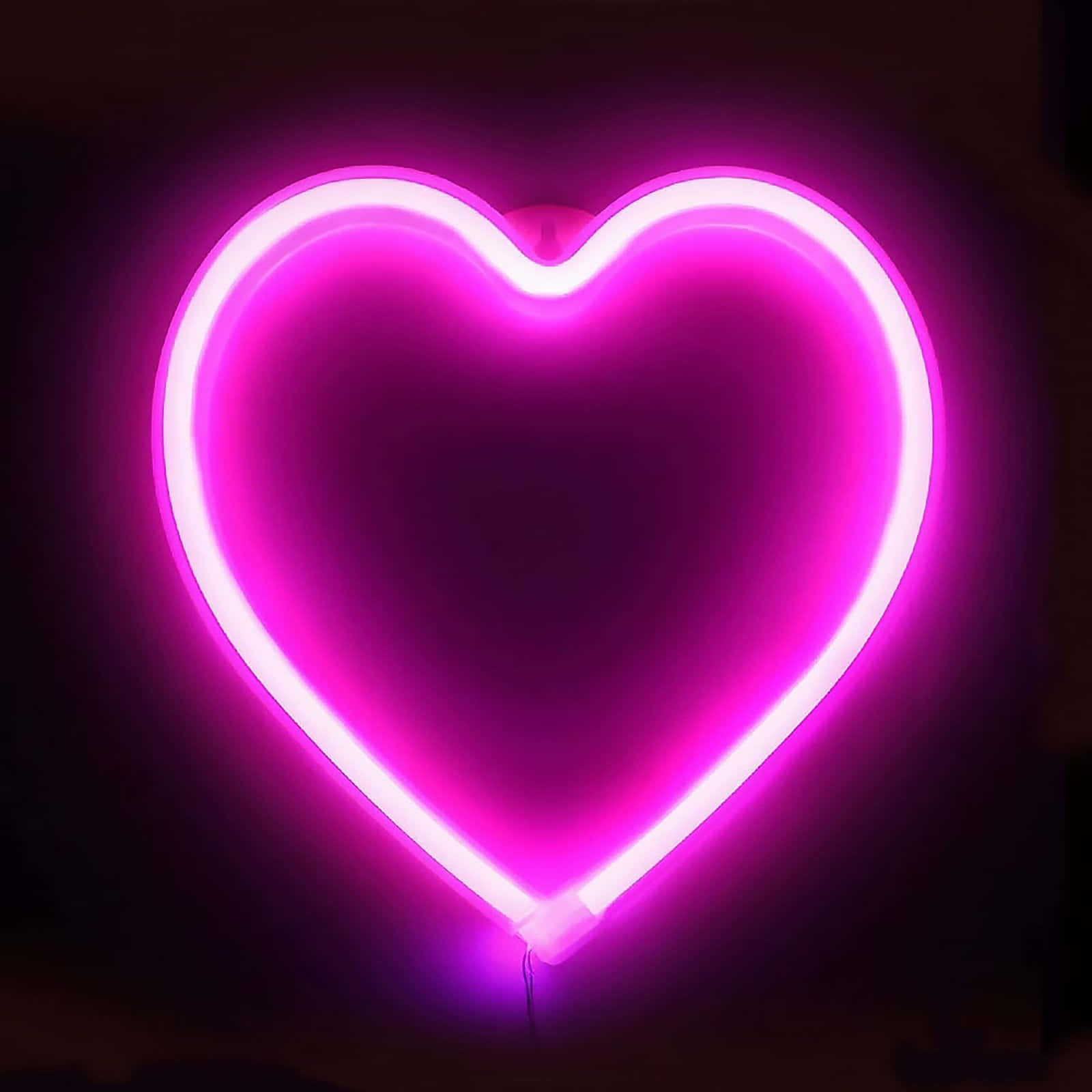 Pink Led Neon Heart Light Photograph Wallpaper