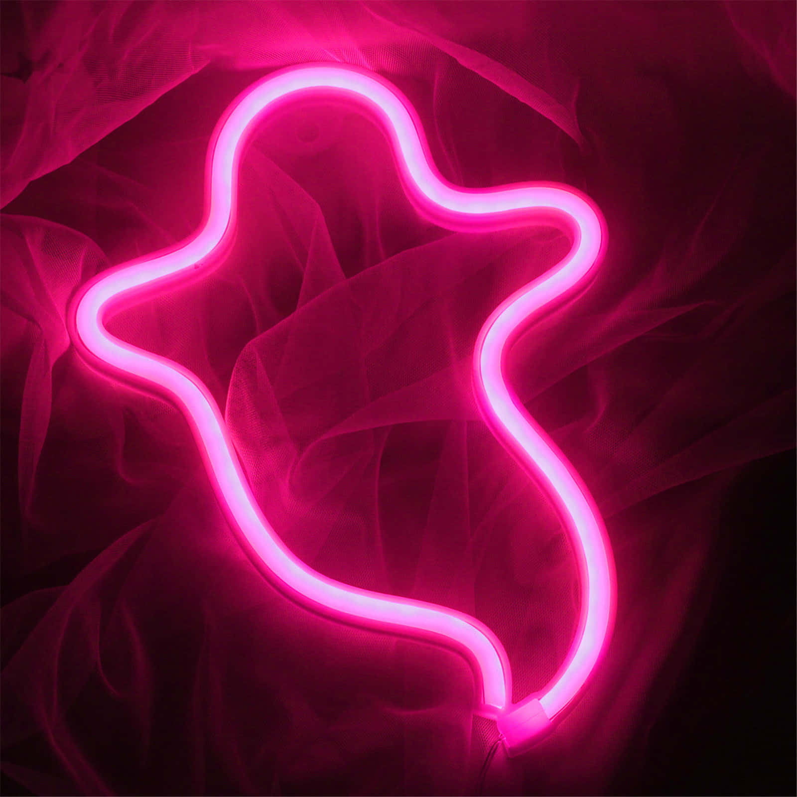 Pink Neon Halloween Ghost Sign Wallpaper