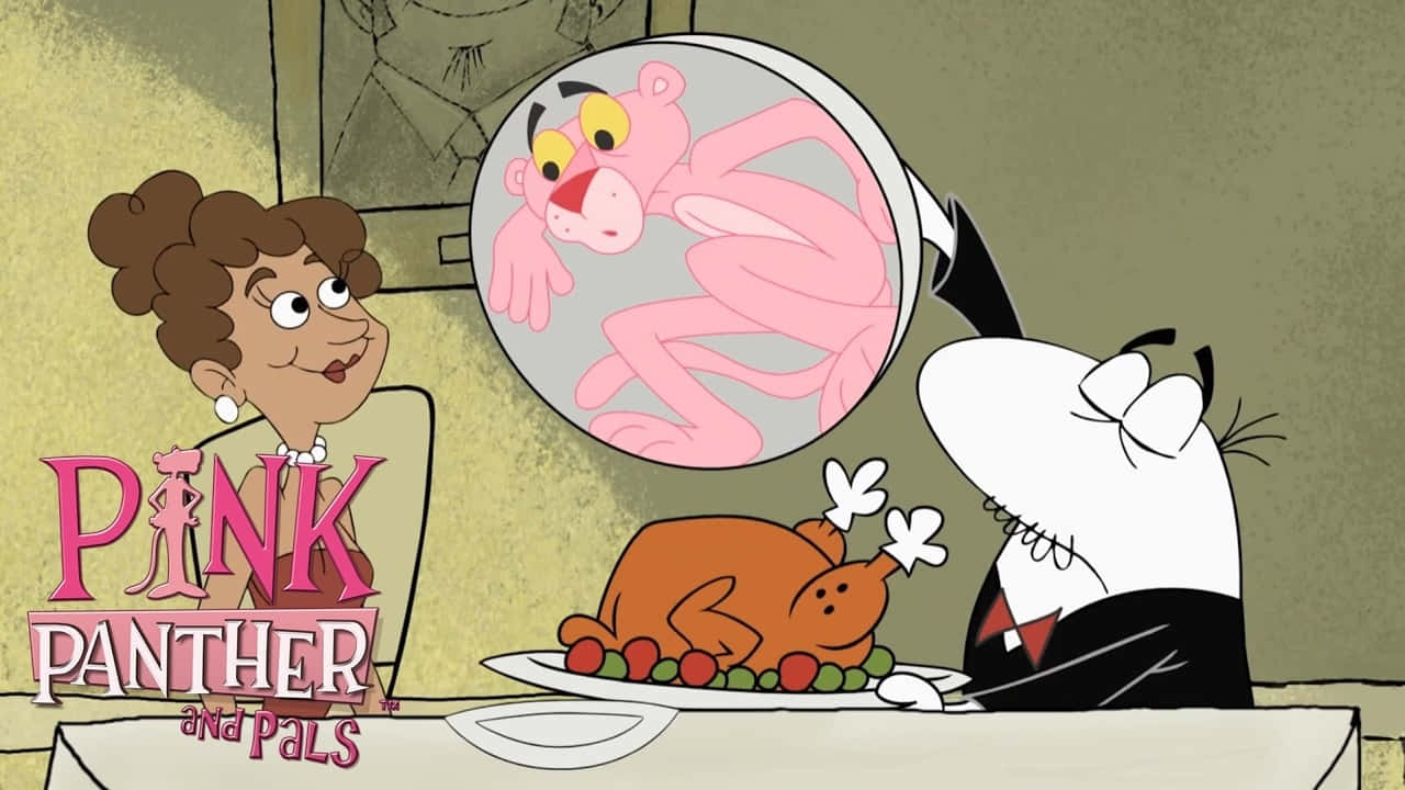 Pink Panther Animated Dinner Scene Wallpaper