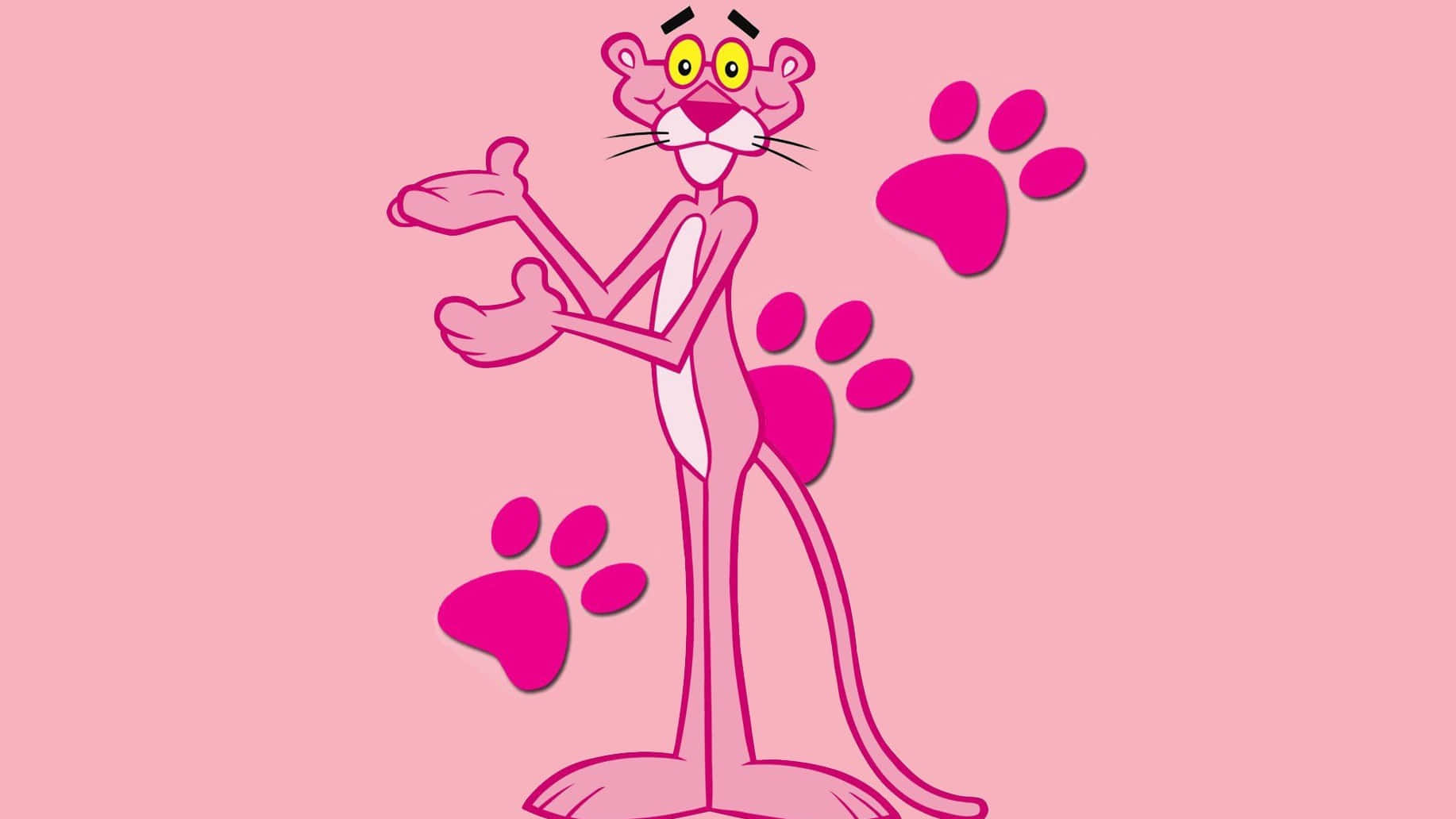 Pink Panther Posewith Paw Prints Wallpaper