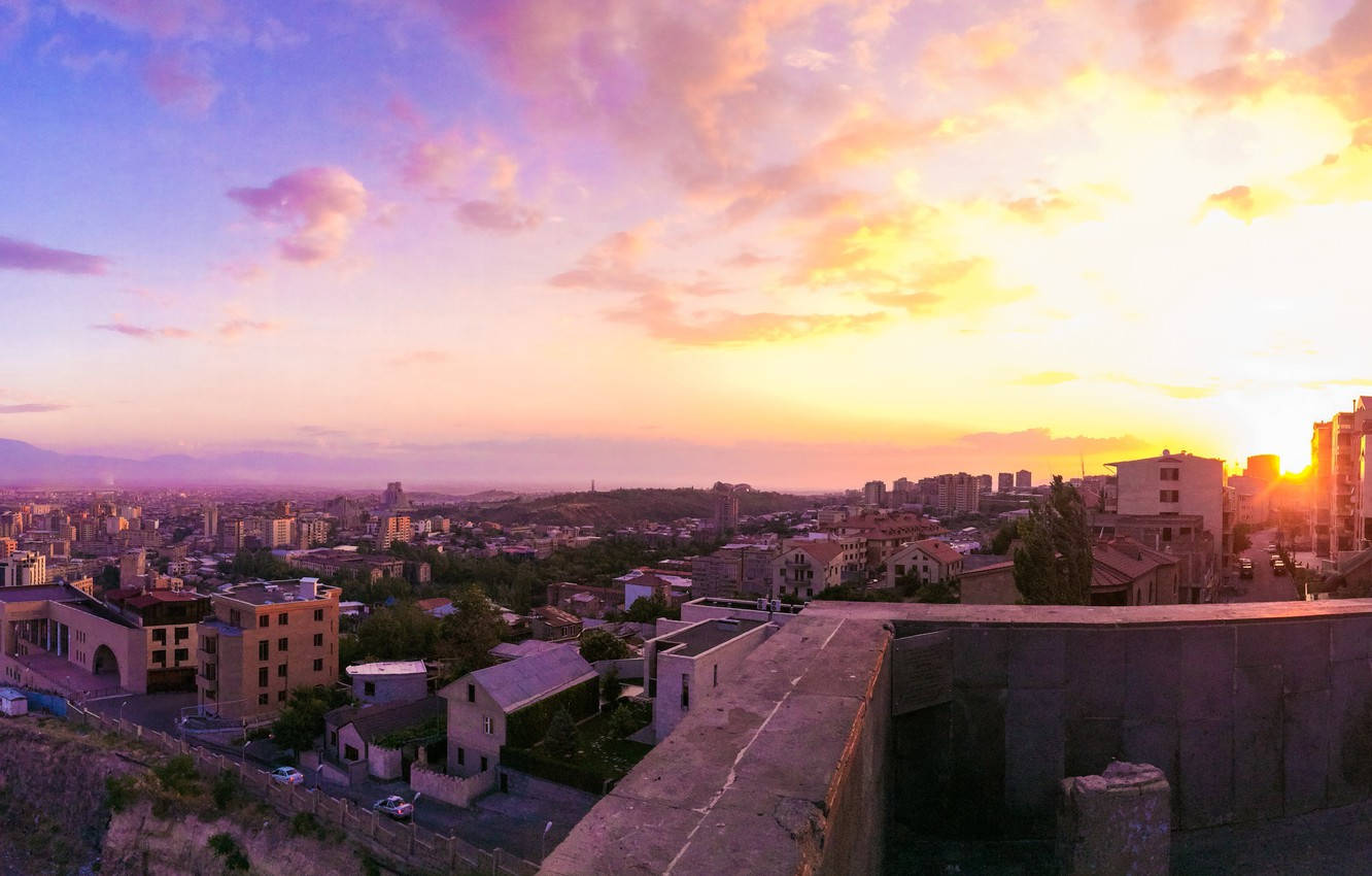 Pink Sky In Yerevan Wallpaper