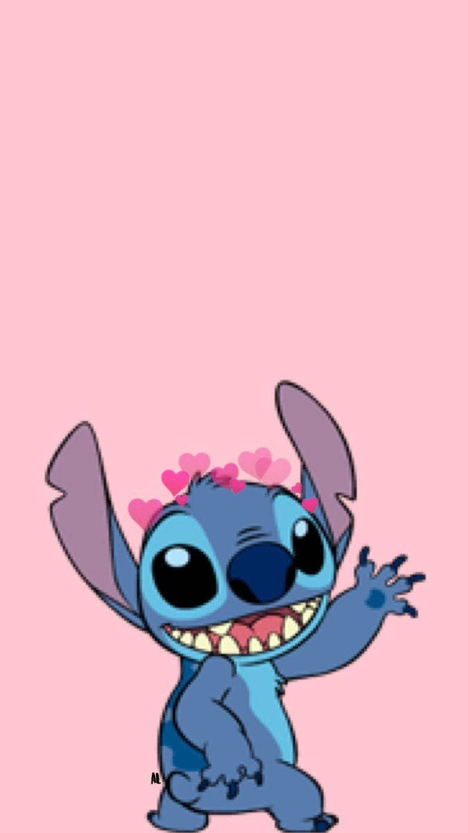 Pink Stitch Waving Phone Wallpaper