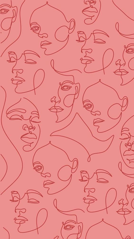 Pink Vintage Aesthetic Contour Drawing Wallpaper