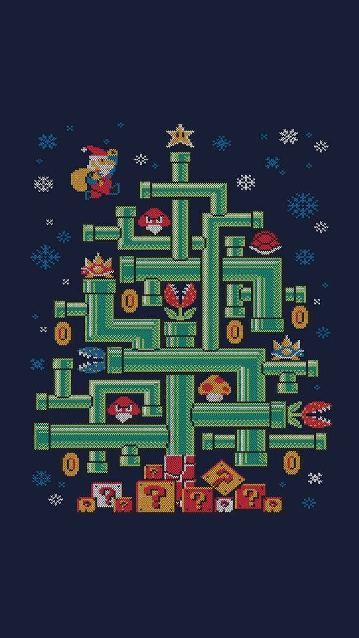 Pixel Christmas Tree Game Wallpaper