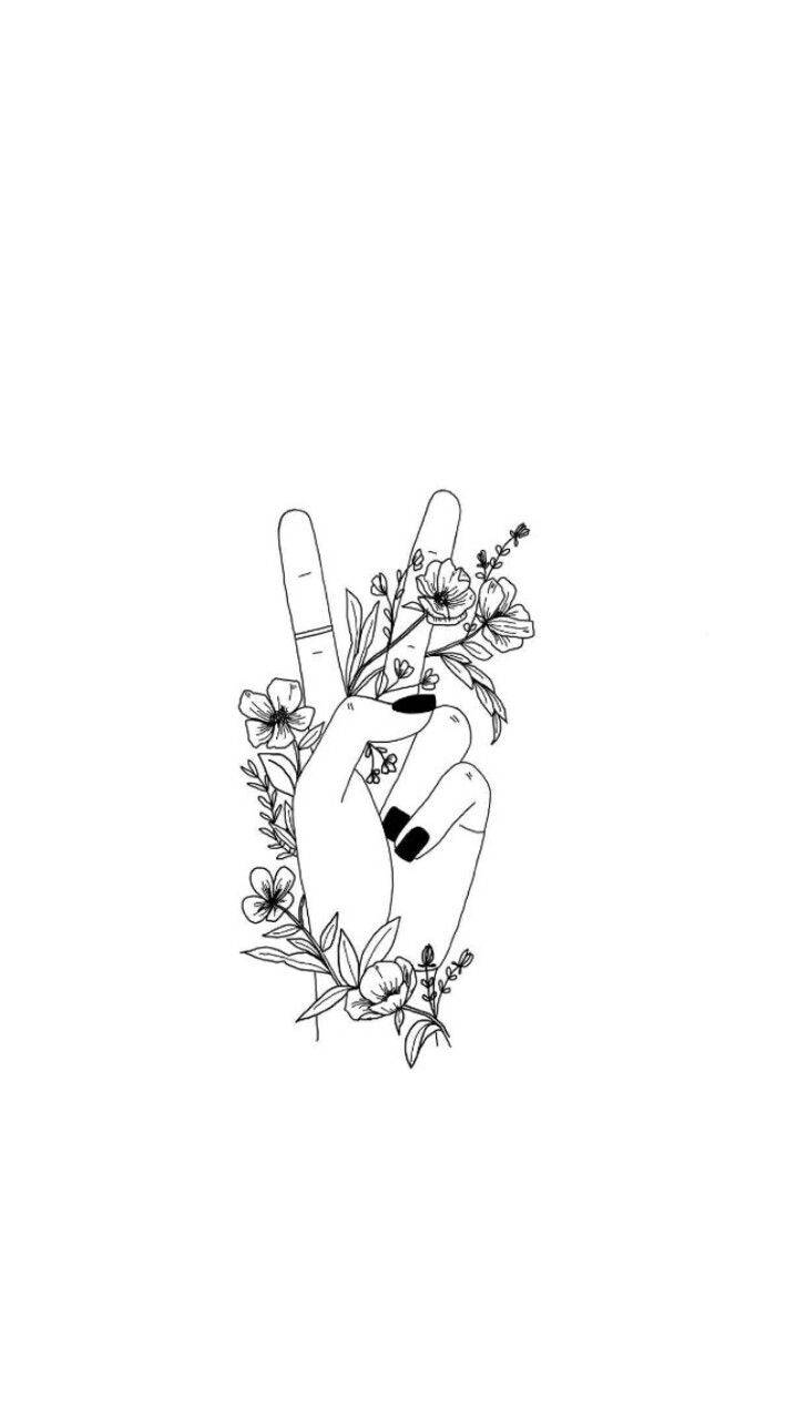 Plain White Aesthetic Peace Sign Wallpaper