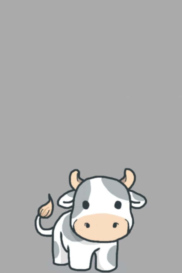 Playful Kawaii Cow Ready To Enjoy The Day Wallpaper