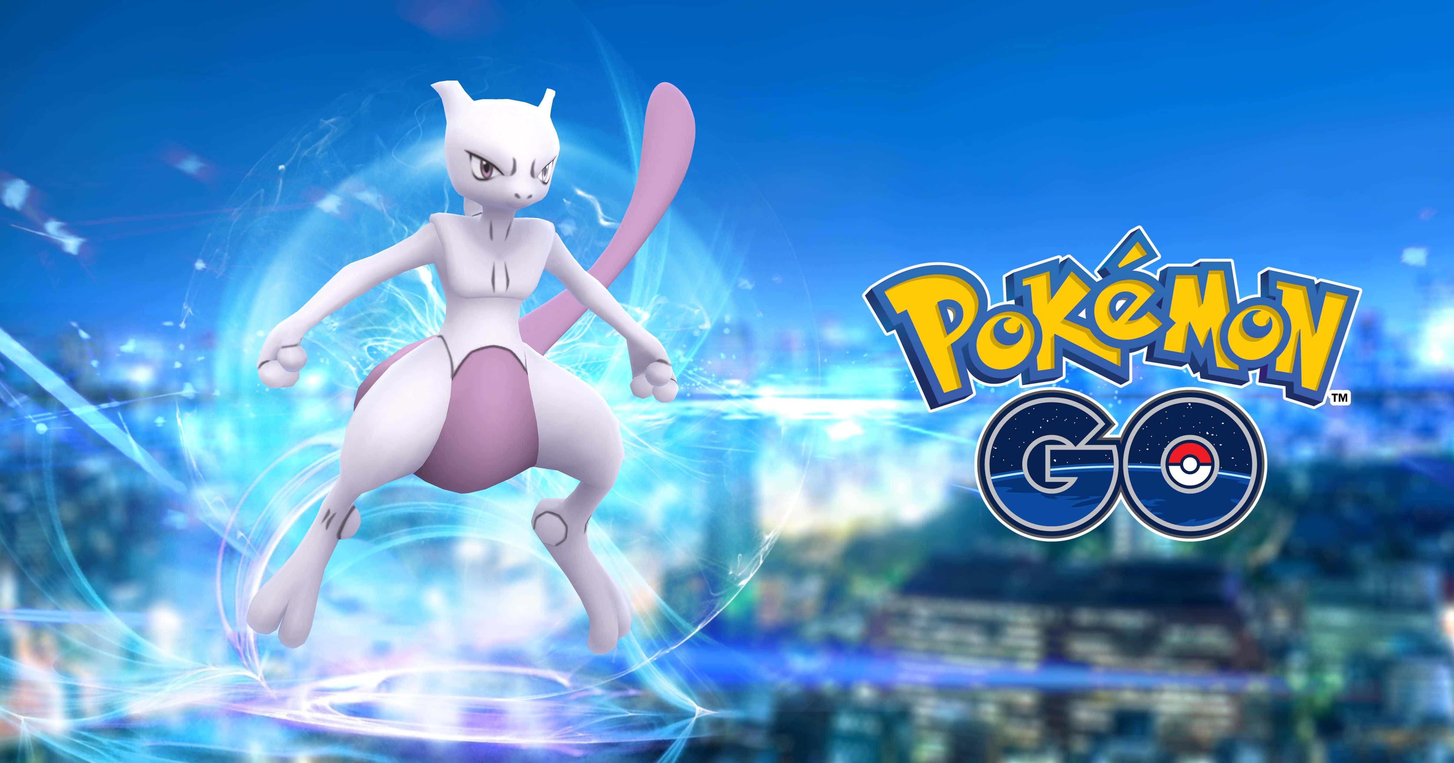 Pokemon Go - A White Pokemon With A City Skyline Wallpaper