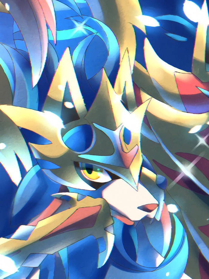 Pokemon Zacian Sparkling Face Close-up Wallpaper