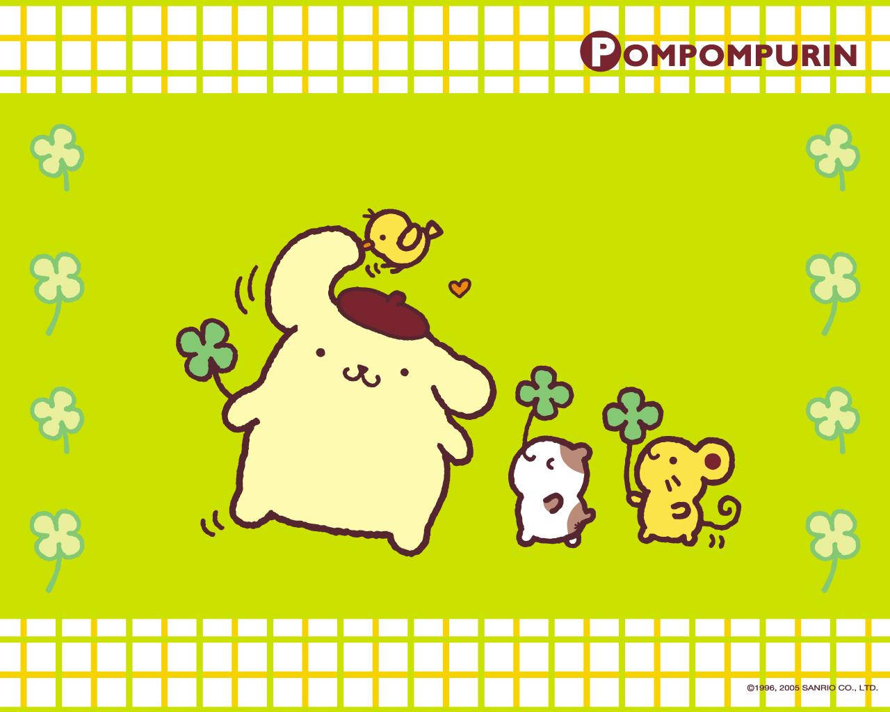 Pompompurin Lucky Green Art Hd Wallpaper