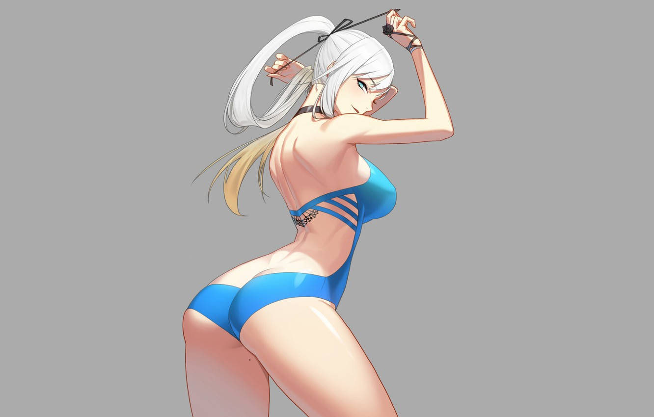 Ponytail Anime Girl In Bikini Wallpaper