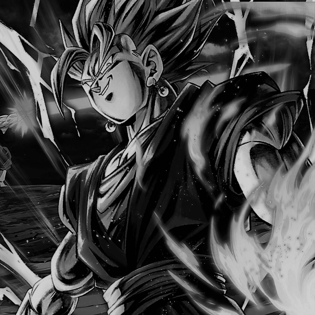 Powerful, Determined Goku In Black & White Wallpaper