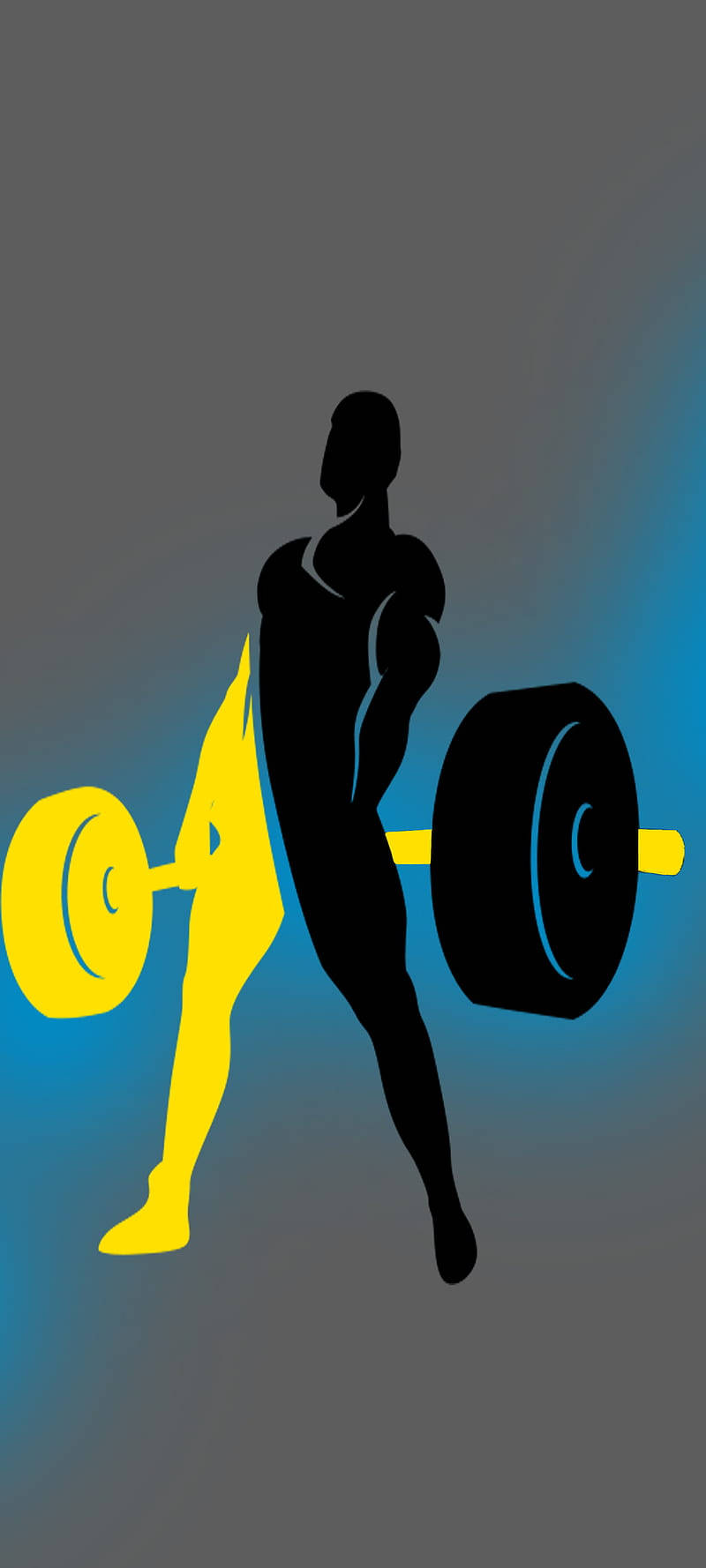 Powerlifting Exercise Black & Yellow Graphic Art Wallpaper