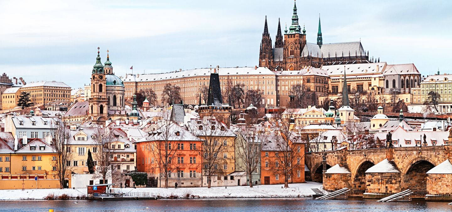 Prague In Snow Wallpaper