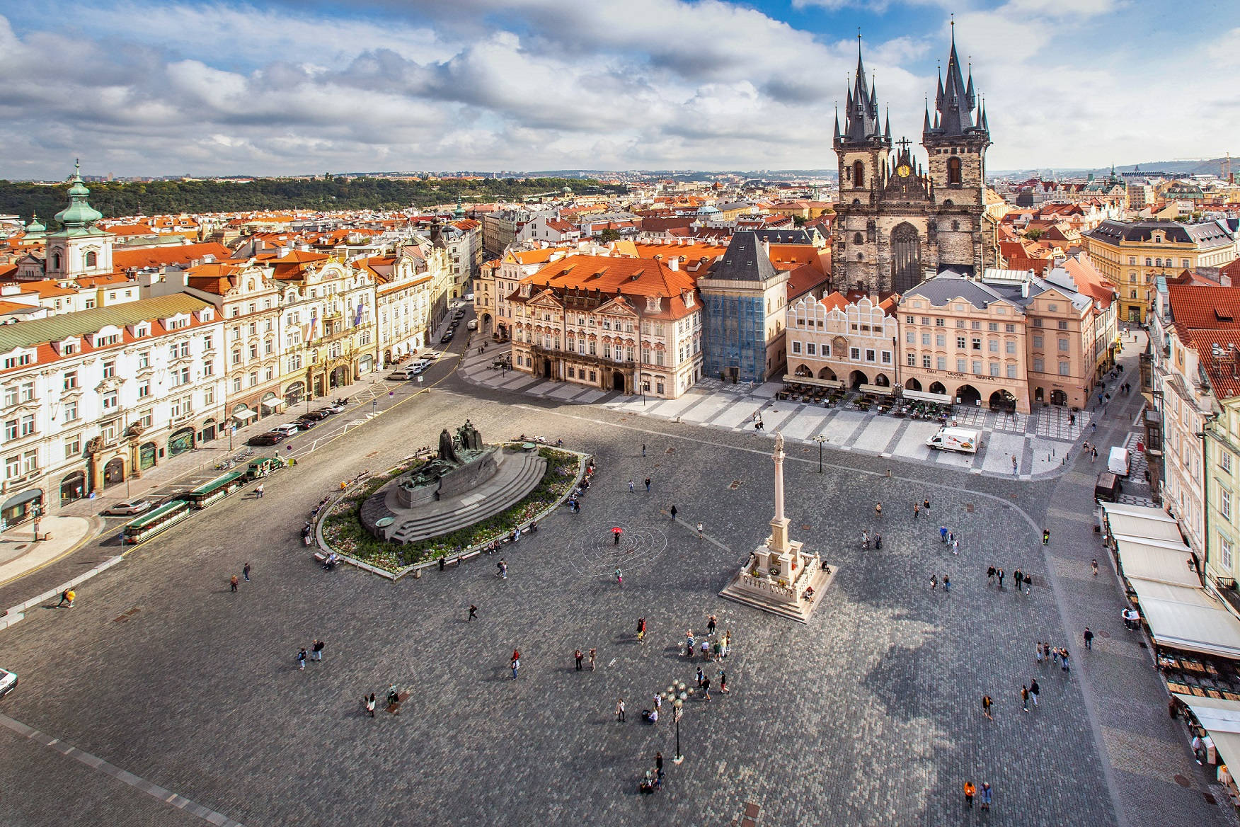 Prague Statue And Pillar Wallpaper