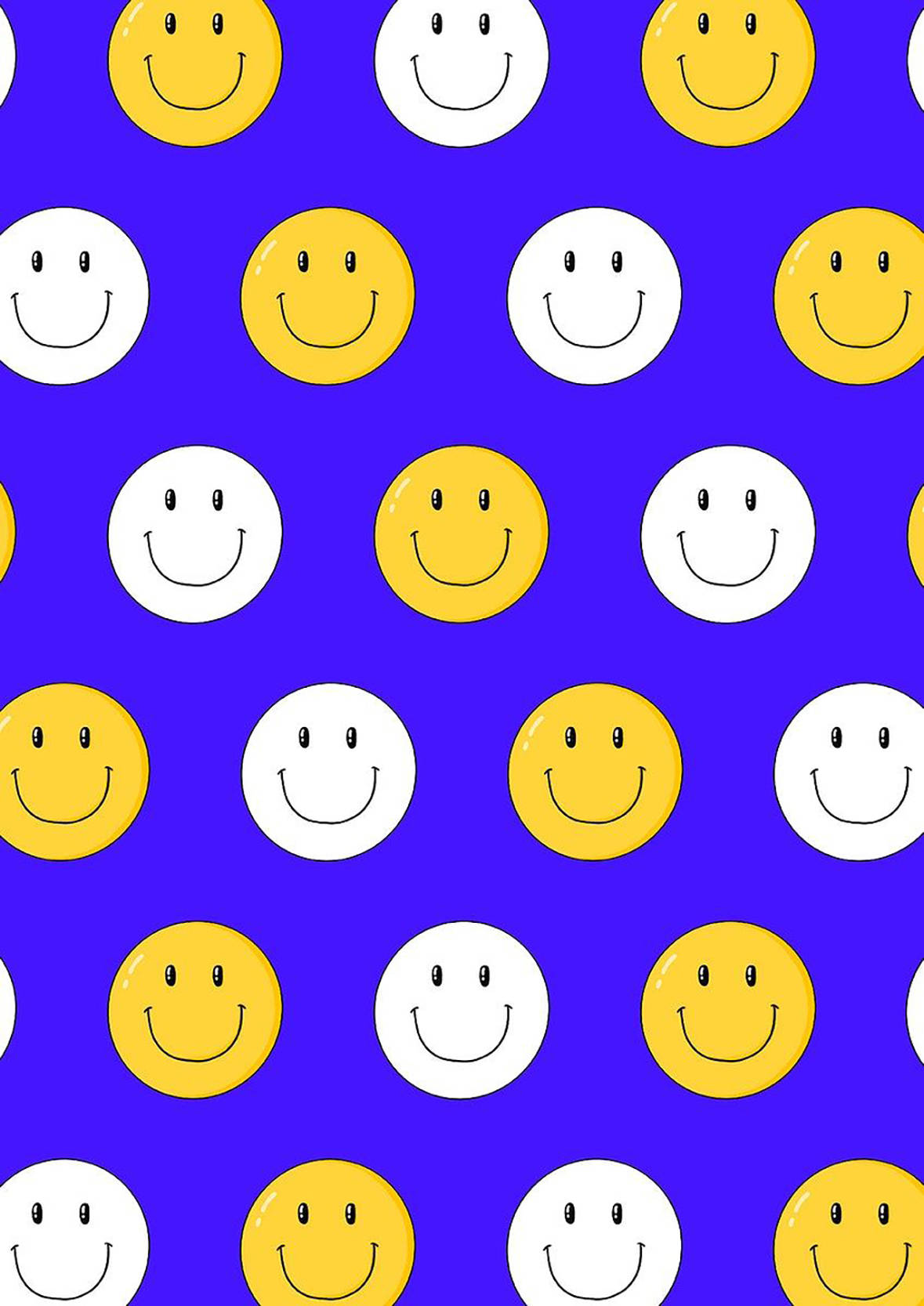 Preppy Smiley Face Vibrant Pattern Wallpaper