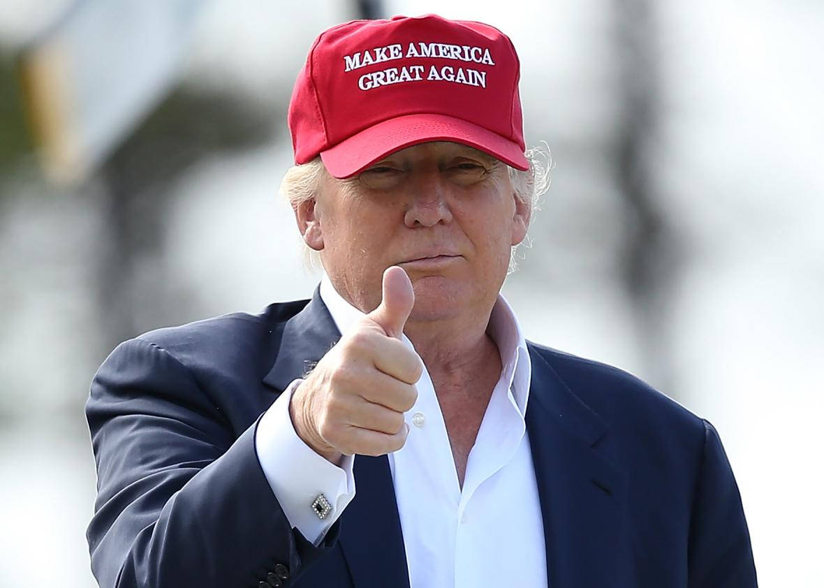 President Trump Thumbs Up In Red Cap Wallpaper