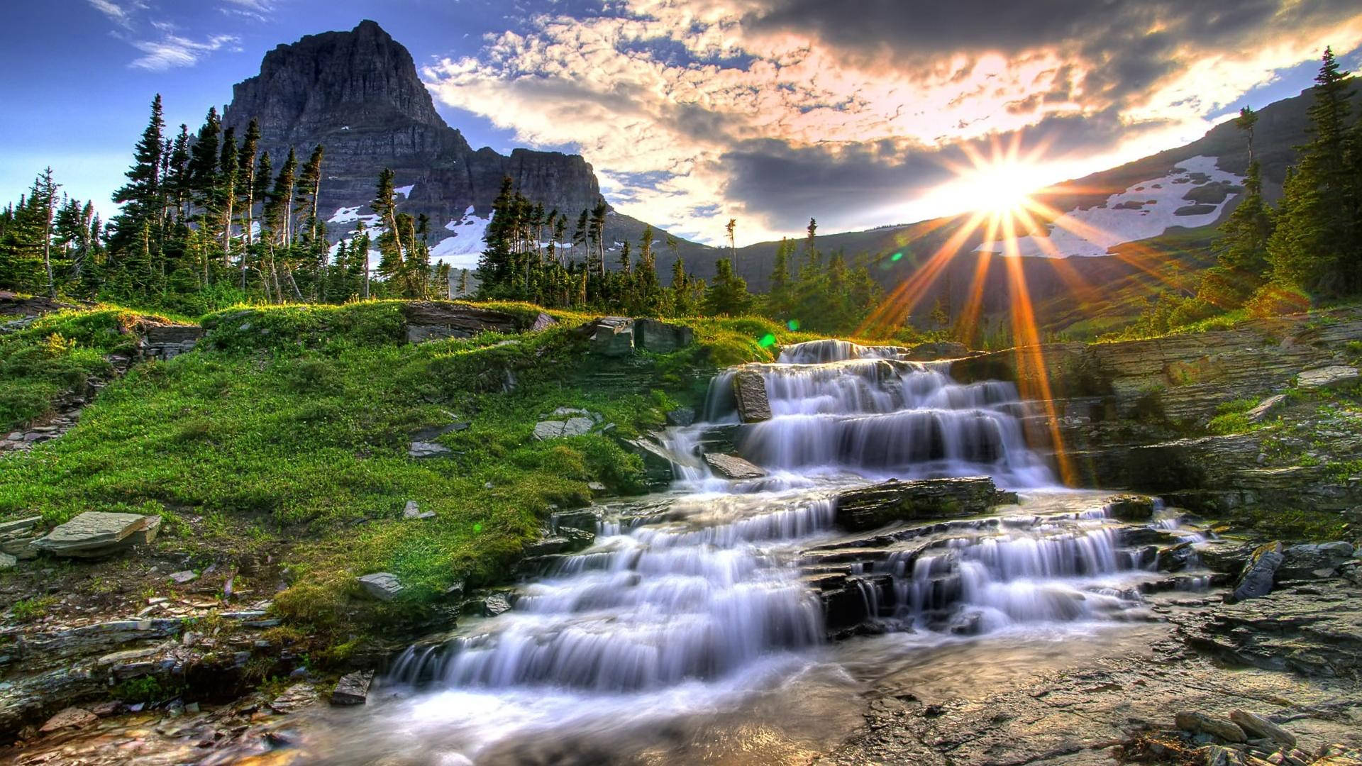 Pretty Landscape Mountain Stream Wallpaper