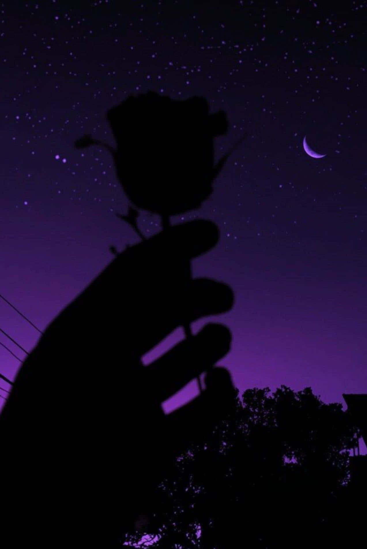 Pretty Purple Silhouette Of A Rose Wallpaper