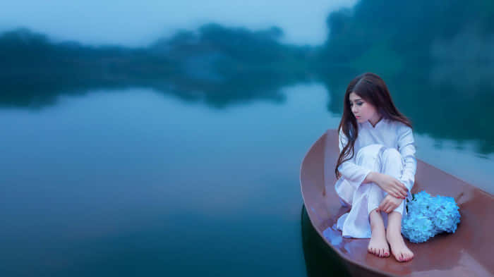 Pretty Teen Girl On Boat Wallpaper