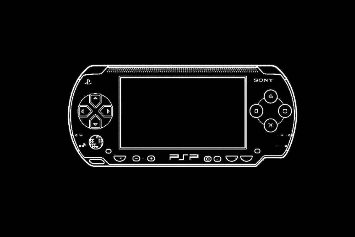 Psp Minimalist Drawing On Black Wallpaper