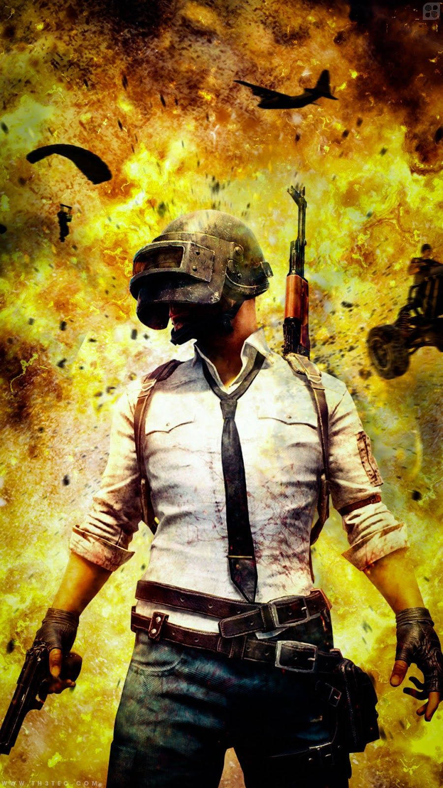 Pubg Hd Helmet Character With Flames Wallpaper