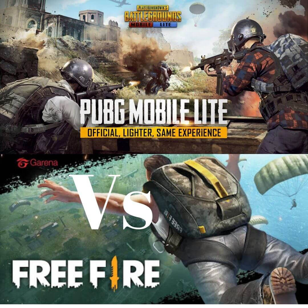 Pubg Vs Free Fire Vertical Split-screen Wallpaper