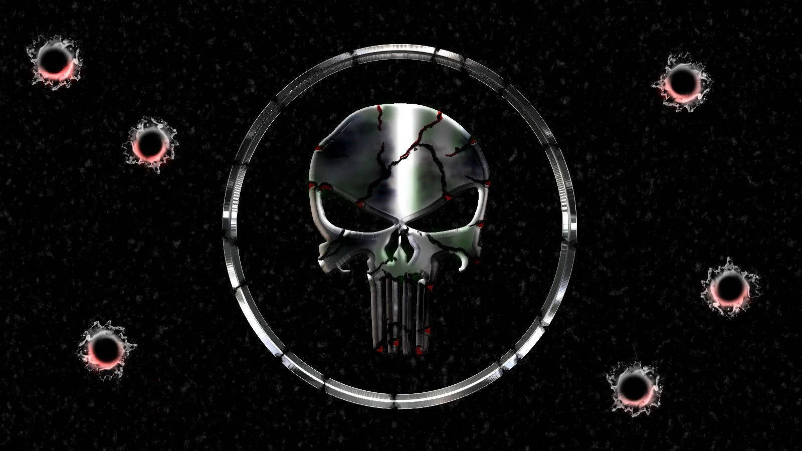 Punisher Logo With Bullet Marks Wallpaper