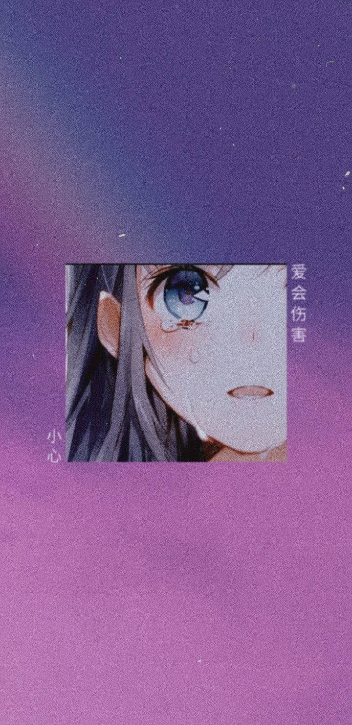 Purple And Pink Sad Aesthetic Anime Girl Wallpaper