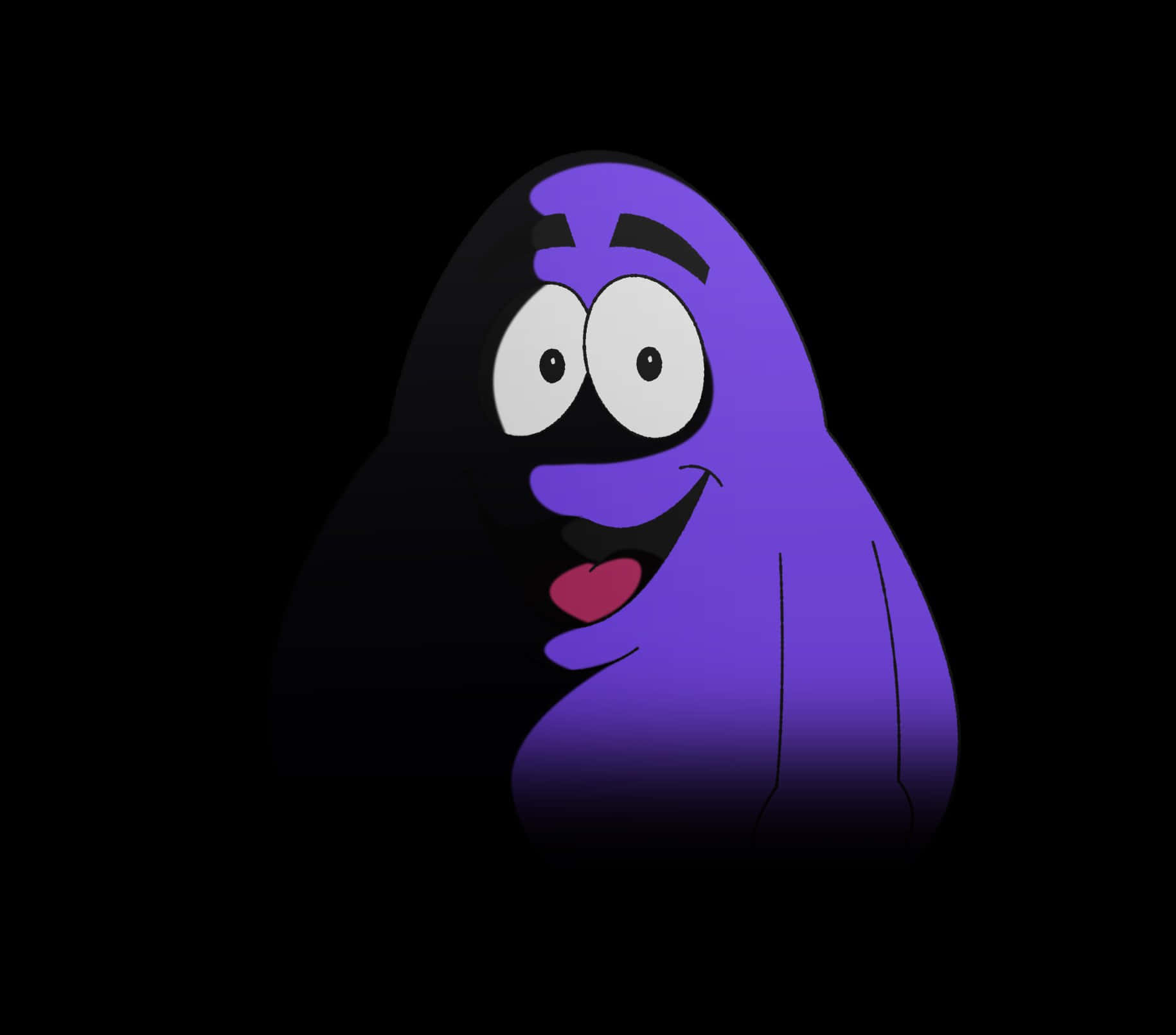 Purple Character Grimacing Black Background Wallpaper