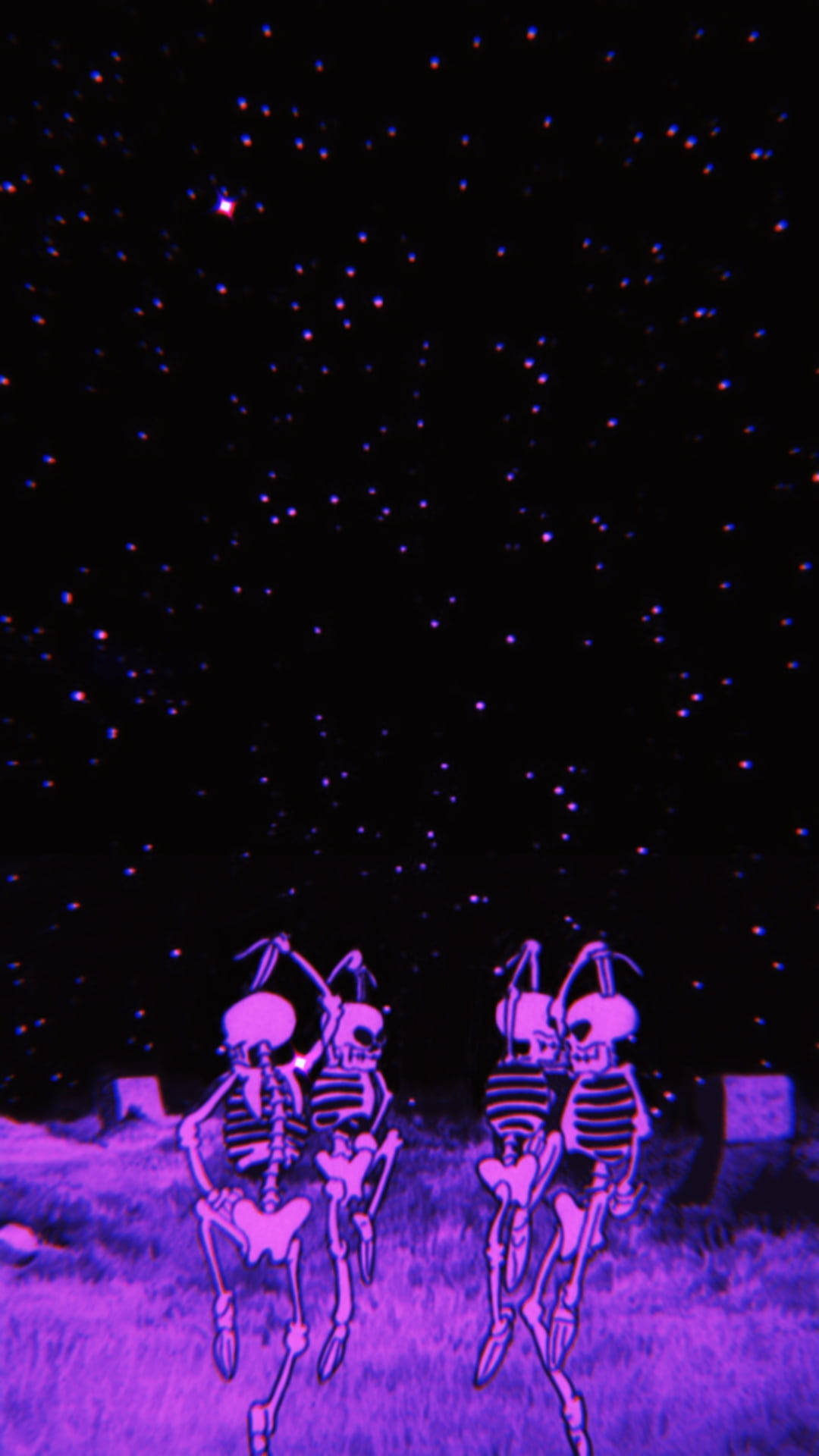 Purple Dance Group Skeleton Aesthetic Wallpaper