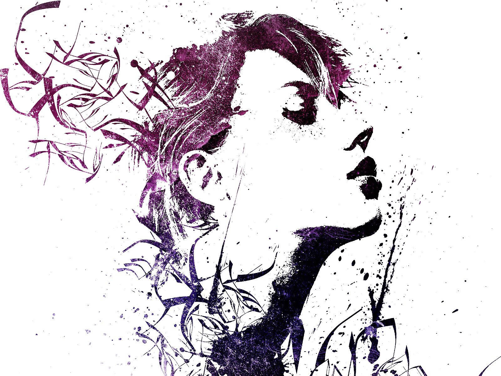 Purplish Girl Abstract Portrait Wallpaper