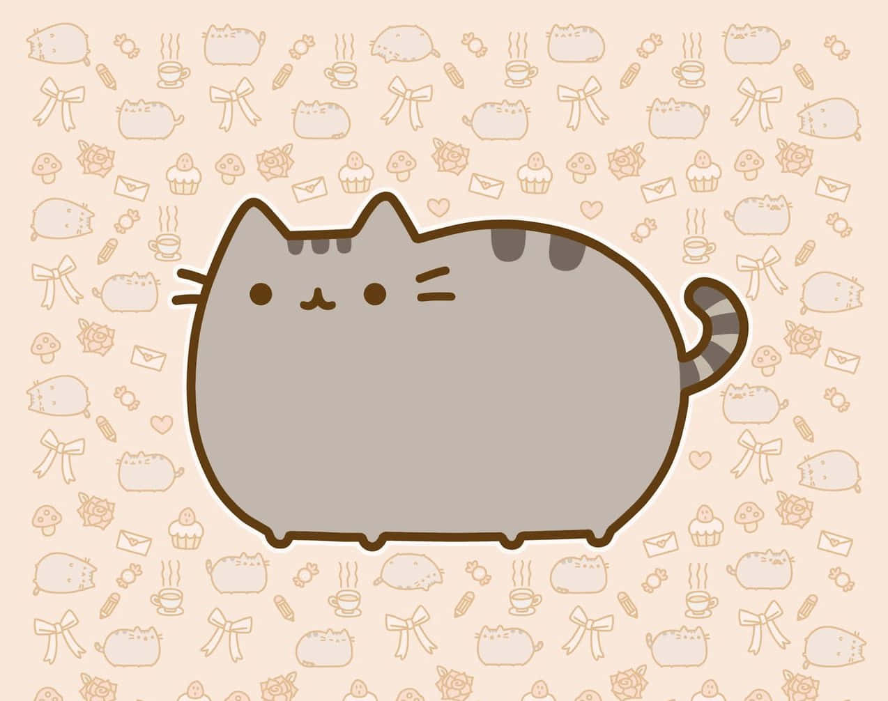 Pusheen Kawaii With Colorful Patterns Wallpaper