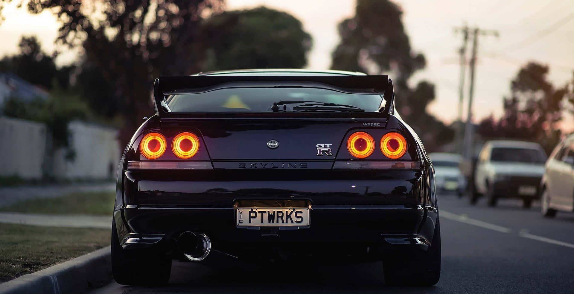 R33 Gtr Black Rear End Wallpaper