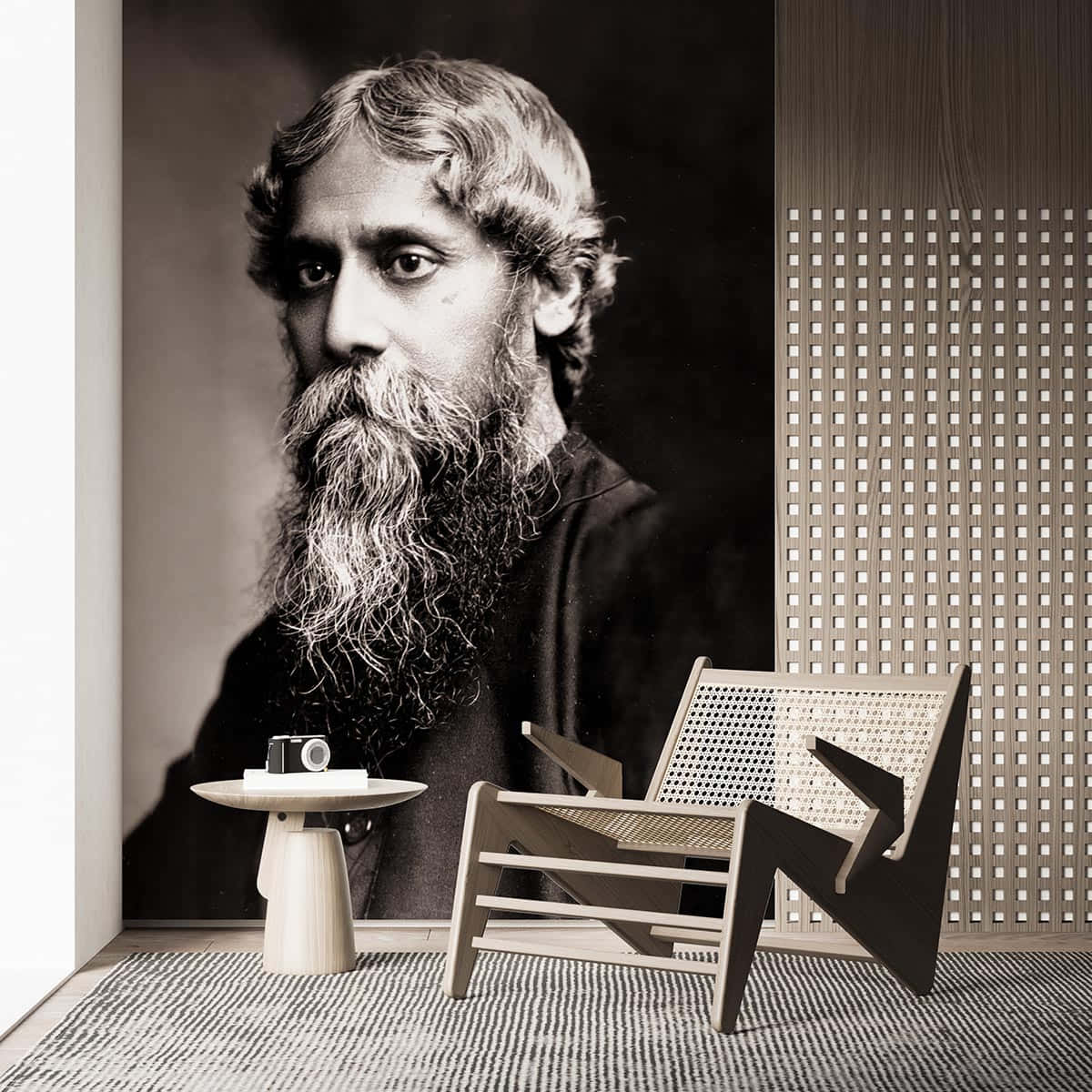 Rabindranath Tagore Portrait Display Wallpaper