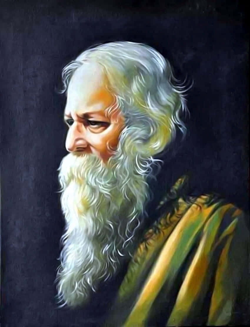 Rabindranath Tagore Portrait Painting Wallpaper