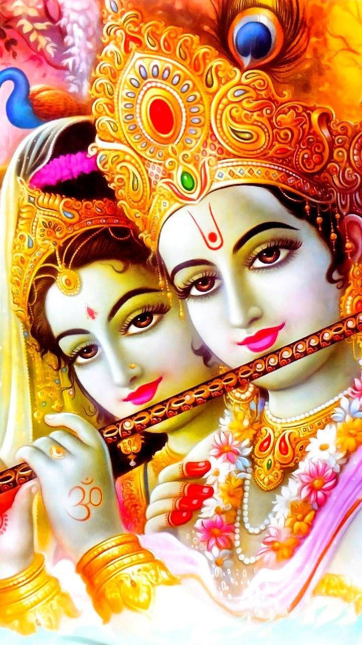 Radha Krishna Closed-up Wallpaper