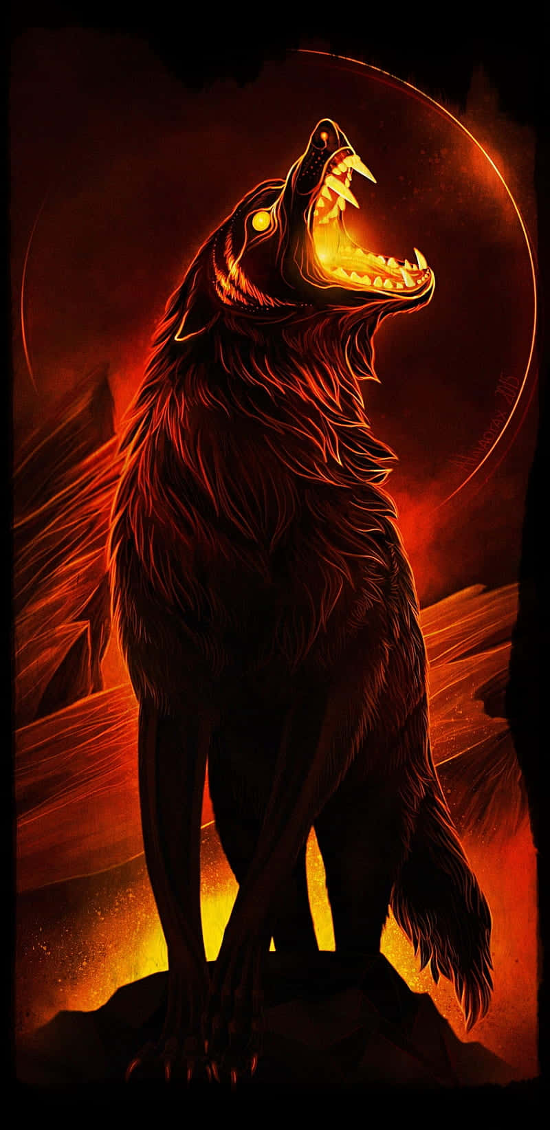 Raging Red Epic Wolves Wallpaper